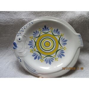 Fait Main Pornic France fish plate, Accades 11"